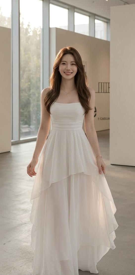 12. Strapless Asymmetric Layered Chiffon Maxi With Fitted Bodice